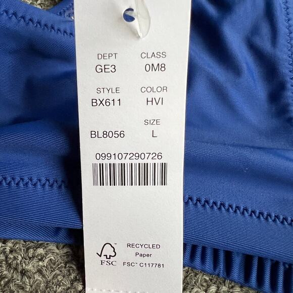 J. Crew Blue Heritage Scoop Neck Bikini Top NWT Size L - Picture 5 of 7